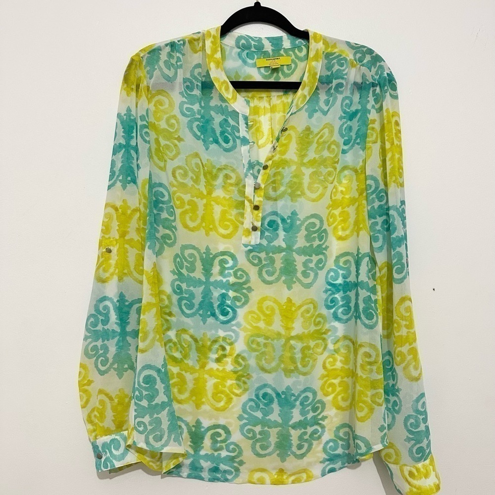 Banana Republic X Milly Women’s Medallion Top Green Yellow Size 14